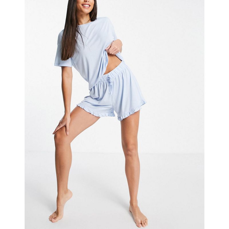 Vero Moda Tall – Pyjama aus T-Shirt und Shorts in Blau