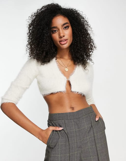 Vero Moda - Twinset con canotta e cardigan corto in maglia soffice color crema