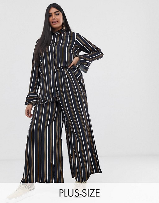 Verona Curve long sleeve shirt and wide leg trouser co-ord in multi stripe