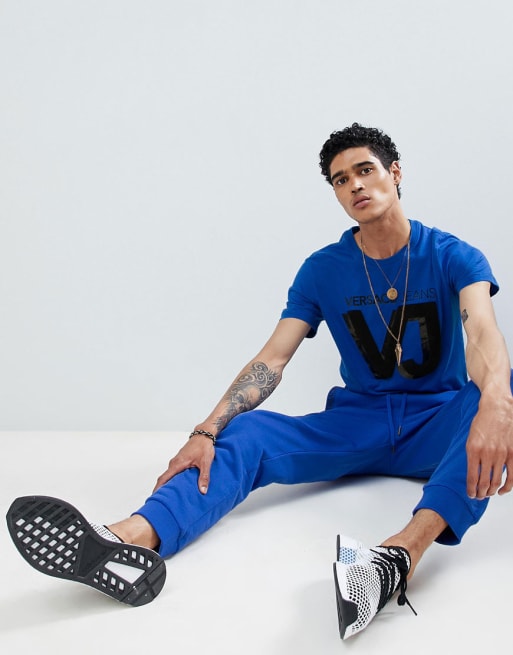 vezel Papa heroïne Versace Jeans t-shirt and jogger set in blue | ASOS