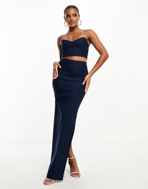 Navy split skirt hotsell