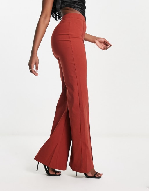 Vesper - Co-ord set van cami top en flare-broek met hoge taille in roestkleur