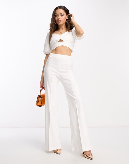 White cropped shop trousers petite