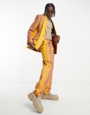 Viggo Alvaro Brun vågmönstrad kostym ASOS