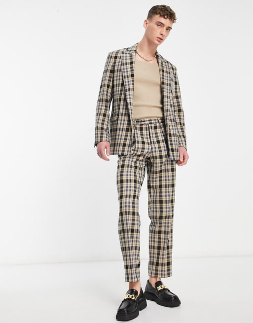 Viggo digne check suit in yellow | ASOS