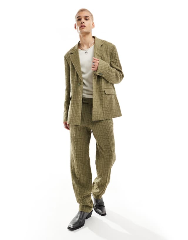 Viggo - malacia checked suit in khaki