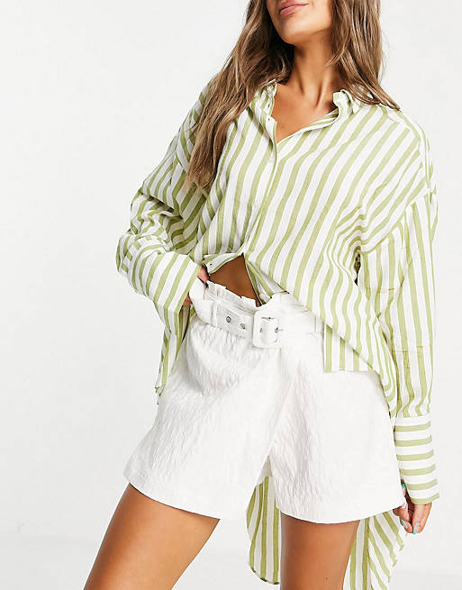 Vila belted shorts co-ord in white