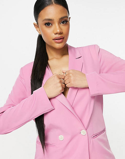 Vila tailored blazer and high waisted trouser co-ord in pink