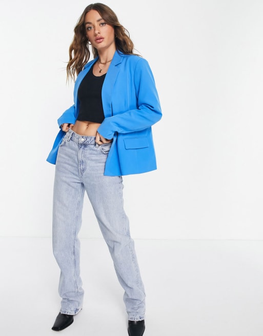 Vila tailored blazer & pants suit set in blue