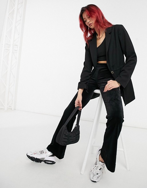 Vila tailored suit straight leg trousers in black