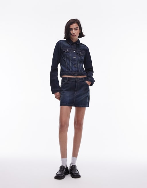 VINTAGE BLUE MINI SKIRT JACKET COORD
