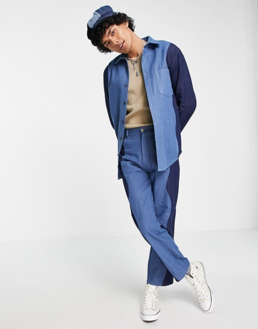 Vintage Supply – Jeans-Set mit welligem Patchwork-Muster