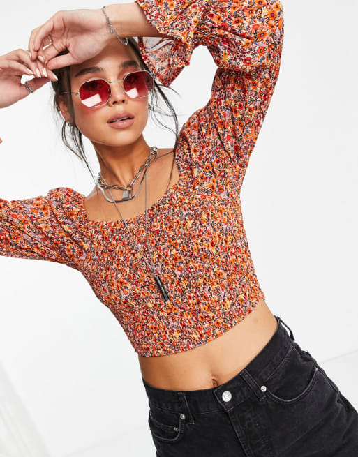 Violet Romance - Co-ord set met top en minirok in fijne print