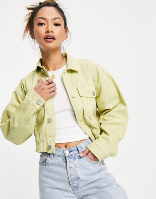 Waven Nina cropped oversized denim jacket and jeans co ord in khaki ASOS