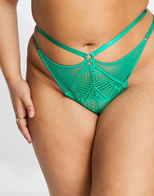 We Are We Wear Curve - Completo intimo in pizzo geometrico verde