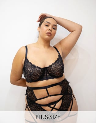 We Are We Wear Curve Lingerie Set In Black Asos