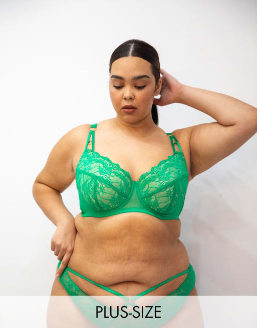 We Are We Wear Curve lingerie set in green ASOS