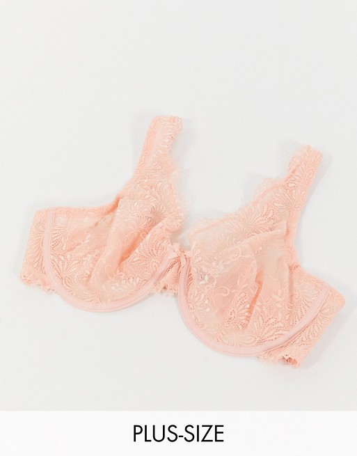 We Are We Wear Curve open back strappy lace brief in pink