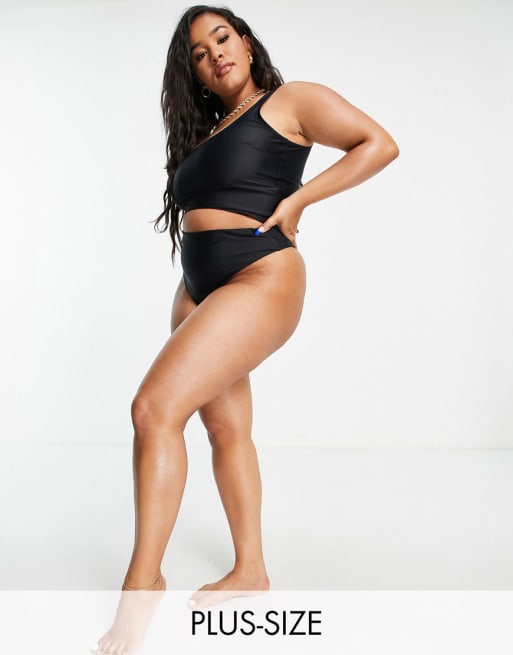 We Are We Wear Plus - Mix and Match - Completo bikini con top taglio lungo con scollo rotondo e slip 