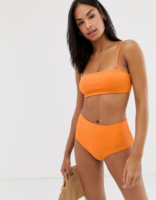Weekday bandeau bikini set in orange