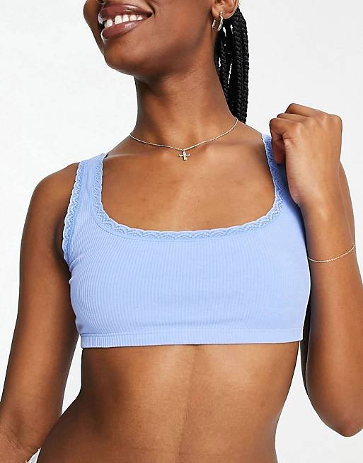Weekday Donna cotton soft bra in blue - MBLUE