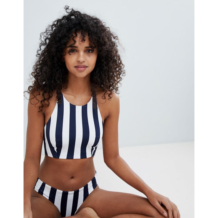 Weekday High Neck Racer Back Stripe Bikini