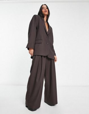 Weekday Indy co-ord trousers in brown stripe