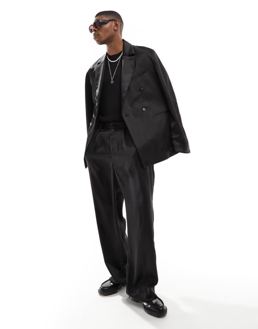 Weekday - Satijnen co-ord set van blazer en regular-fit broek in zwart