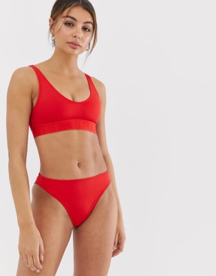 red scoop neck bikini