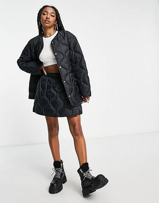 Weekday Sinai quilted padded liner jacket and skirt | ASOS