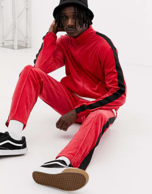 red velour joggers