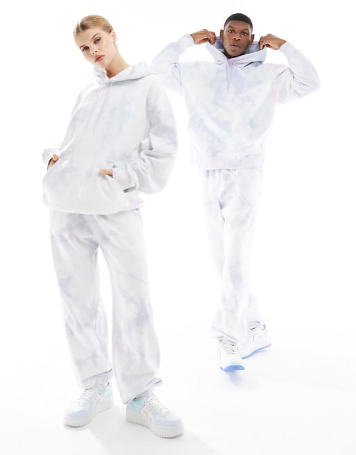 Weekday Unisex hoodie and trackies set in dreamy blue tie dye exclusive to ASOS