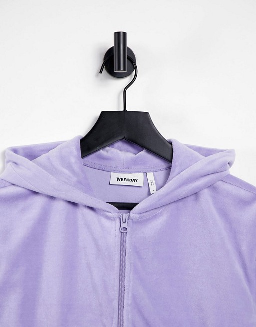 Weekday velour co-ord set in purple