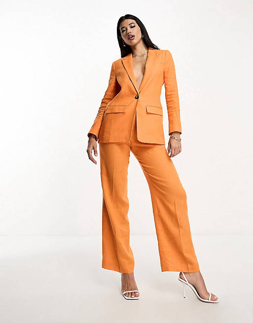 Whistles Lucy linen blazer and trouser in orange co-ord | ASOS