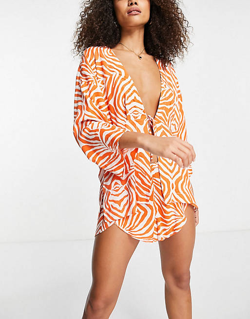 Wild Lovers Linda printed loungewear co-ord in orange zebra