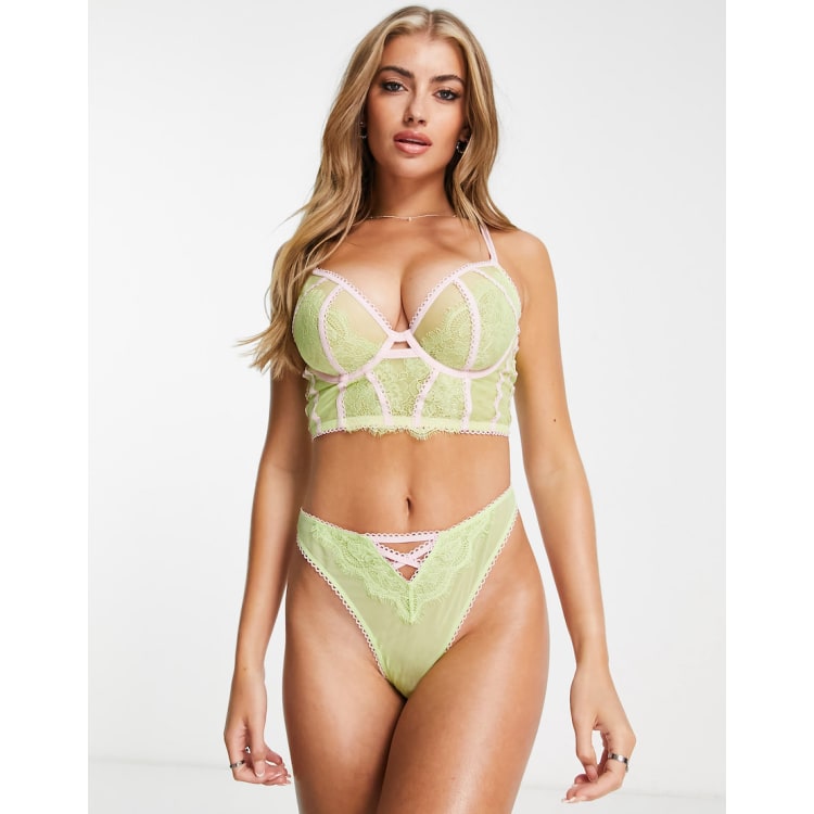 Wolf Whistle contrast lingerie set in lime and pink ASOS