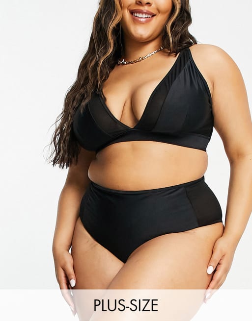 Wolf & Whistle Curve - Sort bikinisæt med mesh-indsatser - Kun hos ASOS