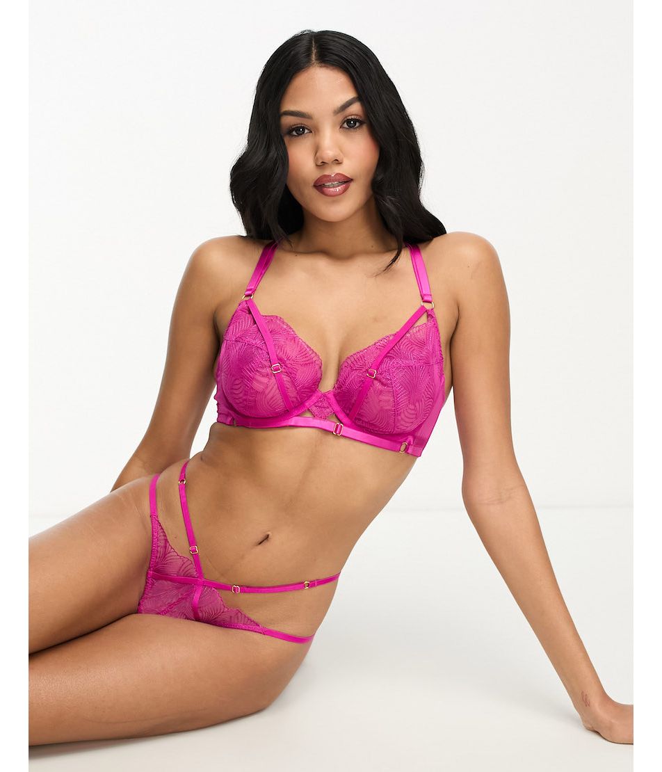 Hunkemoller Courtney sheer mesh lingerie set in pink