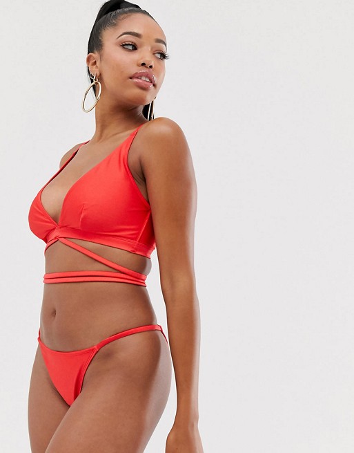Wolf & Whistle Fuller Bust Exclusive Eco triangle bikini in red