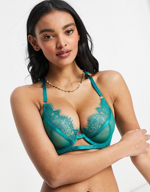 Wolf & Whistle Mesh Bra Set in Turquoise