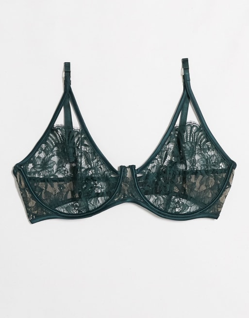 lace lingerie set in green ASOS