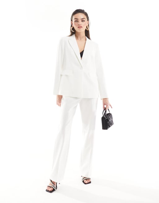 White Blazer Trouser Suit for Women, White Pantsuit for Women, 3