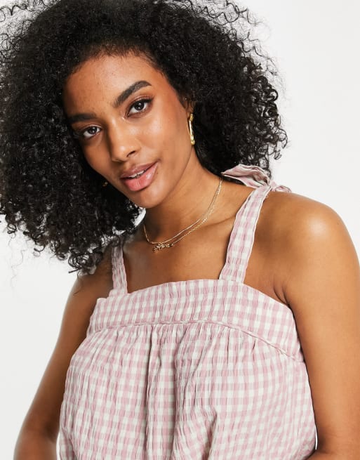 Y.A.S cami and shorts set in white gingham
