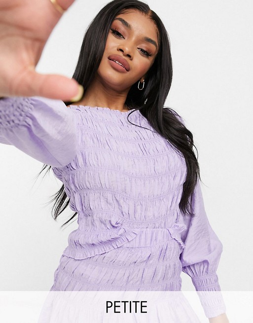 Y.A.S Petite blouse co-ord with shirred bodice and slash neck in lilac