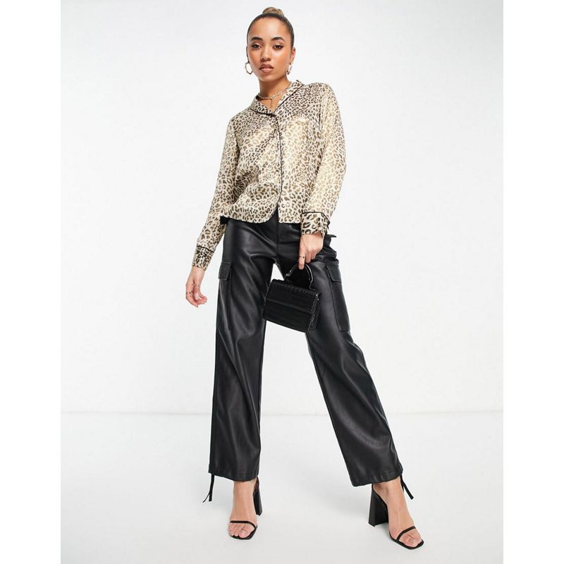 Donna Designer Y.A.S - Coordinato con camicia e pantaloni in raso leopardato
