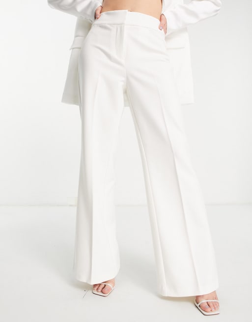 Y.A.S - Ensemble de mariée avec blazer et pantalon large - Blanc