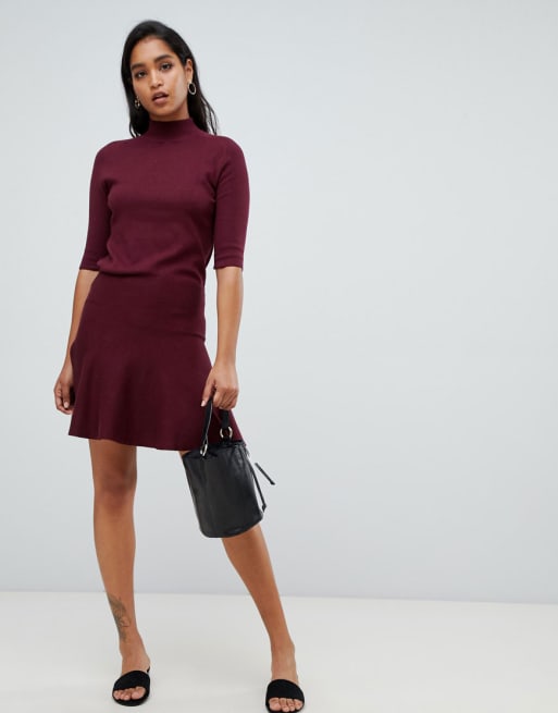 Y.A.S Knitted High Neck Sweater and Mini Skirt Two-Piece