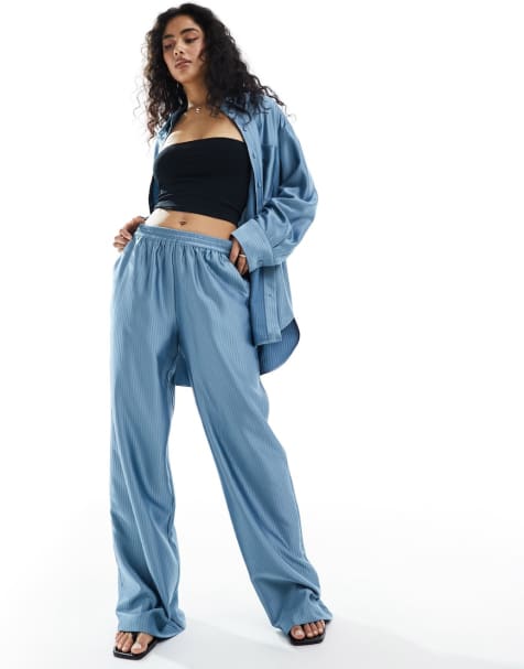 Buy Blue Slinky Wide Leg Trouser Co-ord from Next Spain