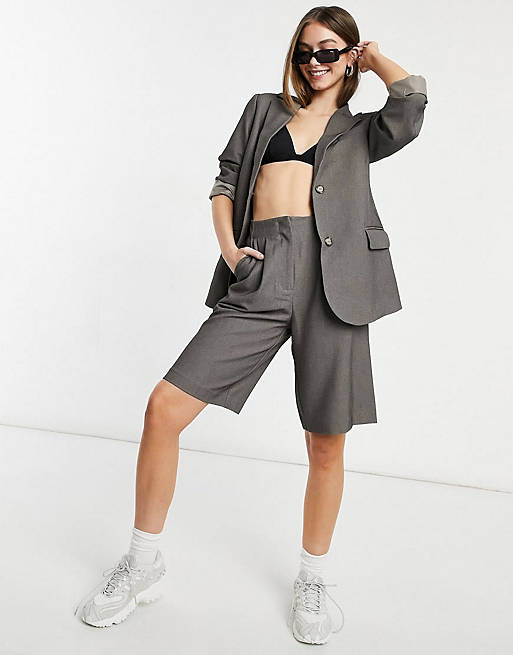 Y.A.S tailored bermuda short and blazer co-ord in grey