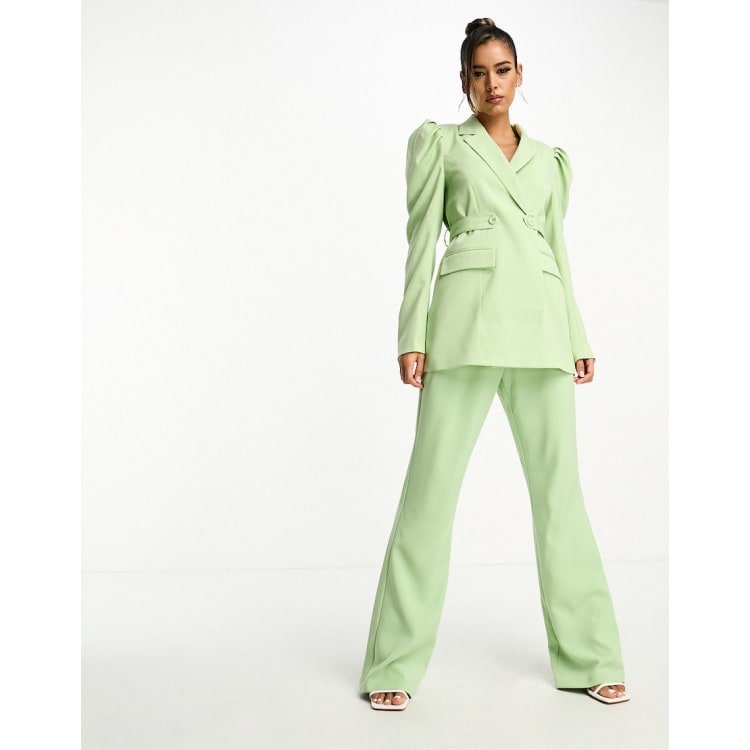 ord in mint green - ClassicfuncenterShops - Y.A.S tailored puff sleeve  belted blazer and flared trouser co | marni kids wide leg palazzo pants item